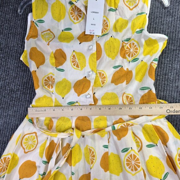 La Soul Dress Womens Large Lemon Print Belted Sleeveless Pockets Summer Casual - Picture 13 of 16